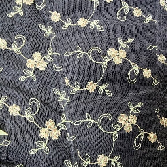 CACIQUE Embroidered Black Lime Green Coreset Lace Up Boning Size 14/16 - Picture 3 of 13